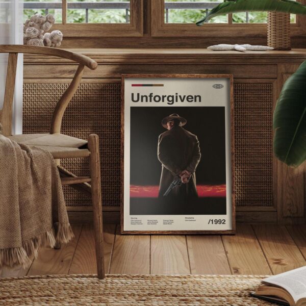 Unforgiven movie poster mid-century style retro artwork