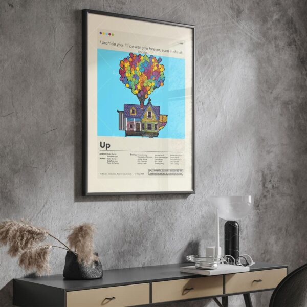 Mid-century modern style Up movie poster with retro design elements