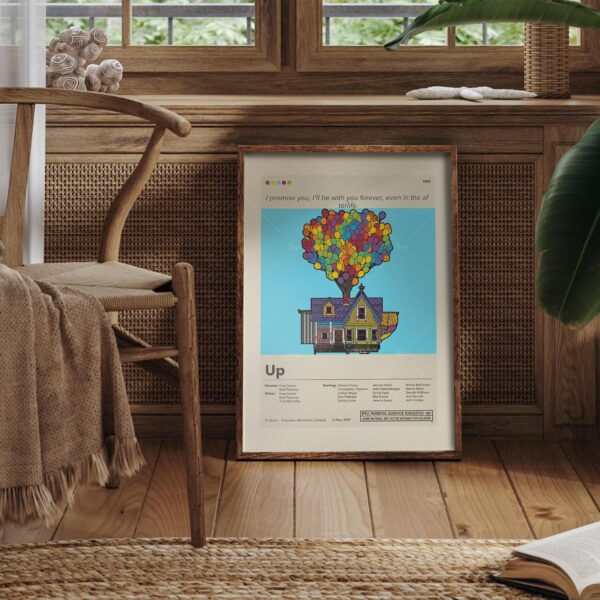 Mid-century modern style Up movie poster with retro design elements