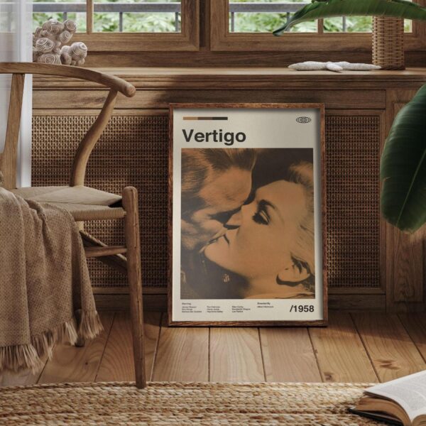 Vintage mid-century modern Vertigo movie poster design