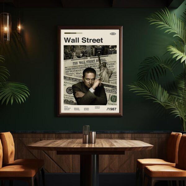 Mid-century modern styled Wall Street movie poster with retro design