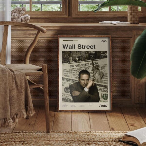 Mid-century modern styled Wall Street movie poster with retro design