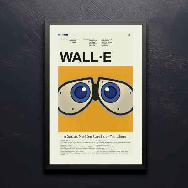 Mid-century modern WALL·E movie poster with minimalist vintage design
