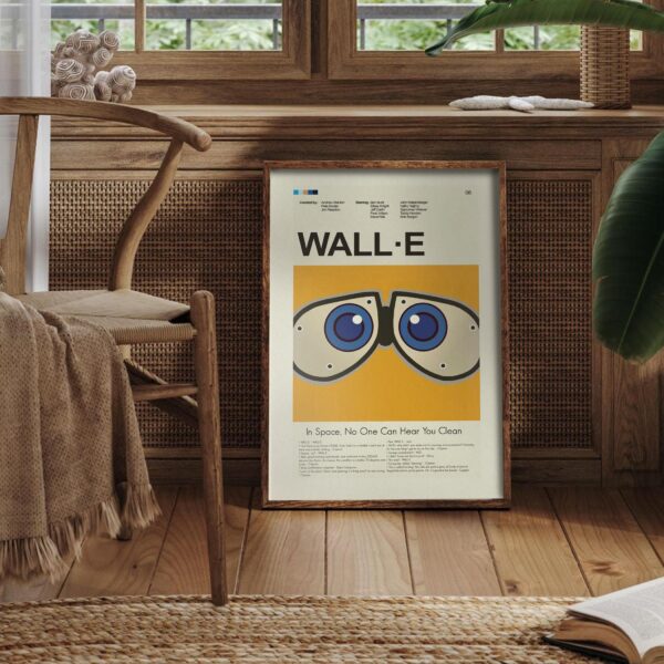 Mid-century modern WALL·E movie poster with minimalist vintage design