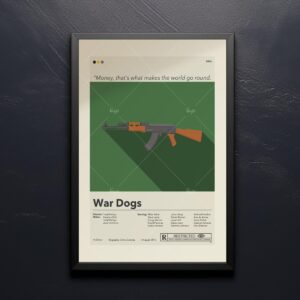 Mid-century modern War Dogs movie poster design with vintage style
