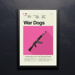 Mid-century modern War Dogs movie poster with vintage design elements