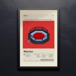 Vintage mid-century modern poster for the movie Warrior featuring bold graphic design
