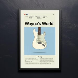 Wayne's World movie poster in mid-century modern style with bold colors