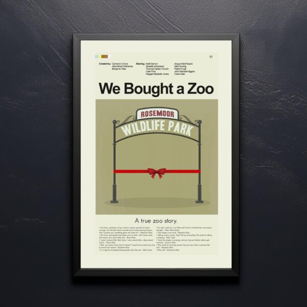 Mid-century modern style We Bought a Zoo movie poster art print