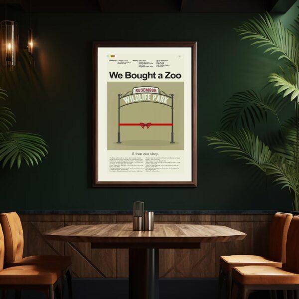 Mid-century modern style We Bought a Zoo movie poster art print