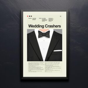 Mid-century modern style Wedding Crashers movie poster with house illustration