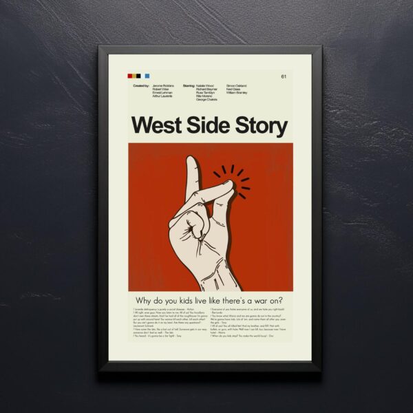 Mid-century modern West Side Story movie poster design with vintage style