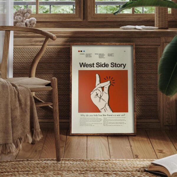 Mid-century modern West Side Story movie poster design with vintage style