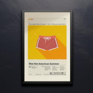 Large mid-century modern poster of Wet Hot American Summer movie cover art
