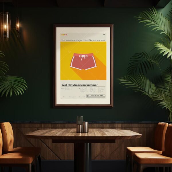 Large mid-century modern poster of Wet Hot American Summer movie cover art