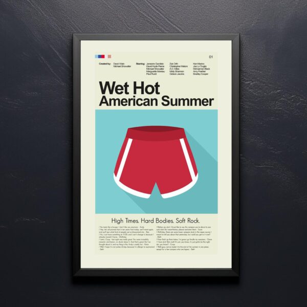 Mid-century modern Wet Hot American Summer movie poster with vintage design