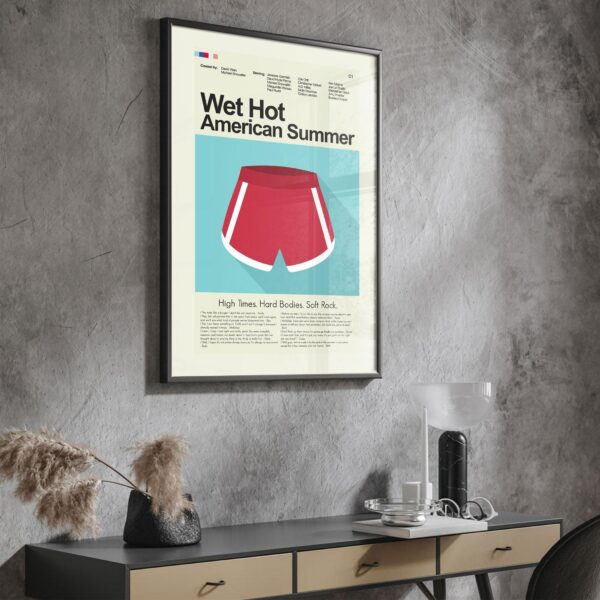 Mid-century modern Wet Hot American Summer movie poster with vintage design