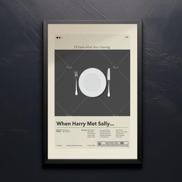 When Harry Met Sally mid-century modern movie poster with vintage furniture