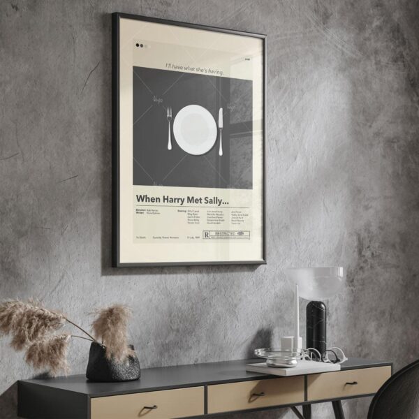 When Harry Met Sally mid-century modern movie poster with vintage furniture