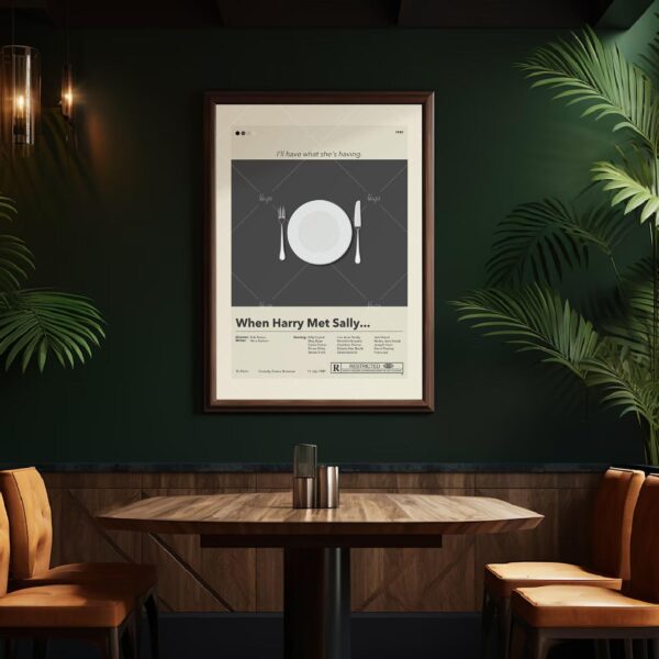 When Harry Met Sally mid-century modern movie poster with vintage furniture