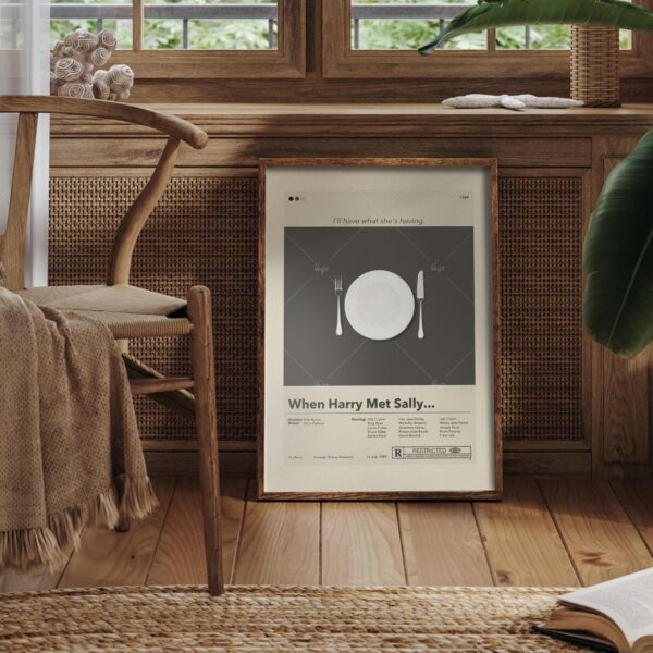 When Harry Met Sally mid-century modern movie poster with vintage furniture