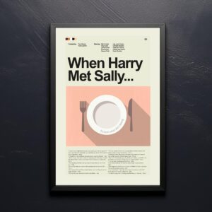 Mid-century modern style poster of When Harry Met Sally movie