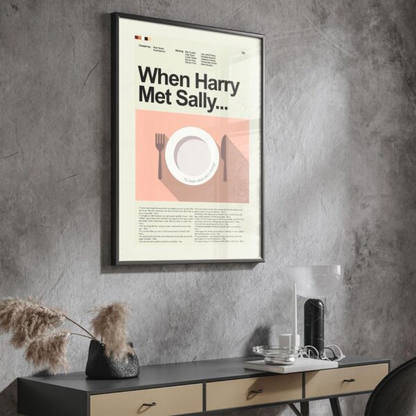 Mid-century modern style poster of When Harry Met Sally movie