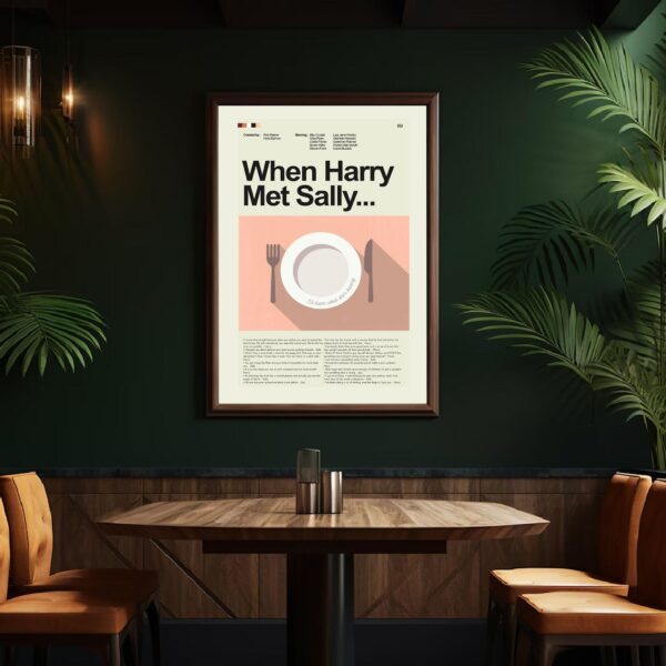 Mid-century modern style poster of When Harry Met Sally movie