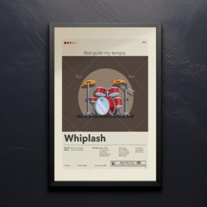 Whiplash movie poster in mid-century modern graphic design style