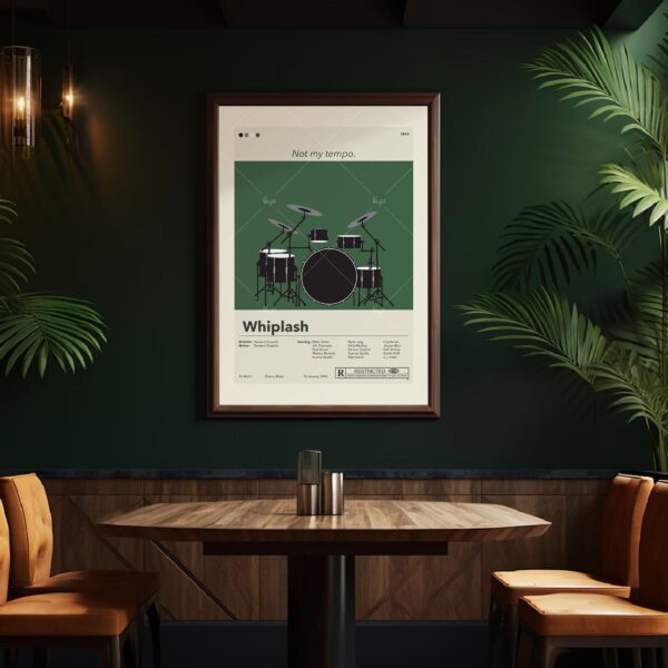 Mid-century modern Whiplash movie poster with vintage advertising style
