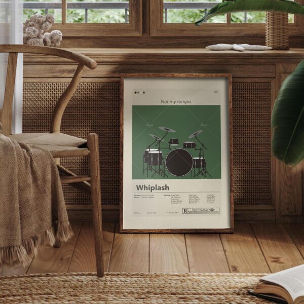 Mid-century modern Whiplash movie poster with vintage advertising style