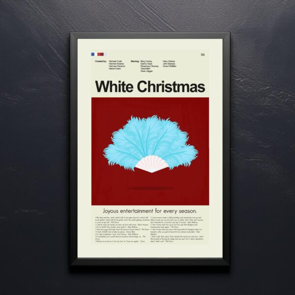 Mid-century modern graphic design poster of White Christmas movie