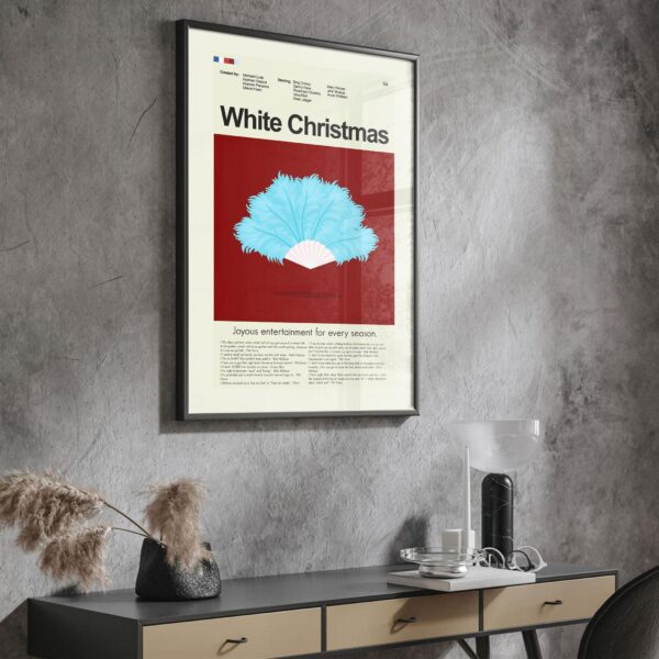 Mid-century modern graphic design poster of White Christmas movie