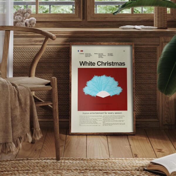 Mid-century modern graphic design poster of White Christmas movie