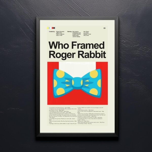 Vintage mid-century Who Framed Roger Rabbit movie poster art