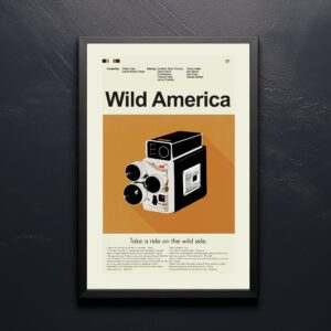 Mid-century modern Wild America movie poster with vintage graphic design