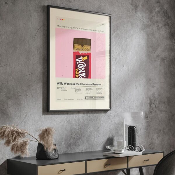 Mid-century modern Willy Wonka & the Chocolate Factory movie poster art