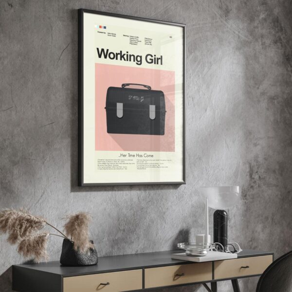 Mid-century modern style poster of the Working Girl movie cover art