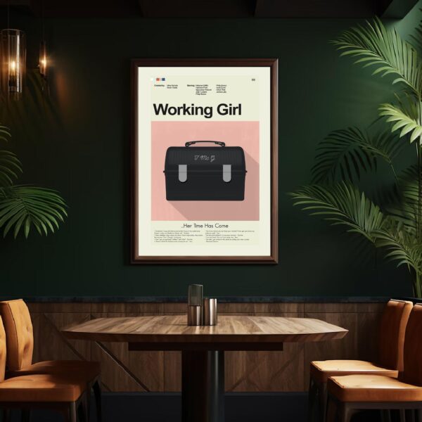Mid-century modern style poster of the Working Girl movie cover art