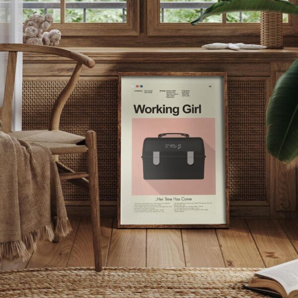 Mid-century modern style poster of the Working Girl movie cover art