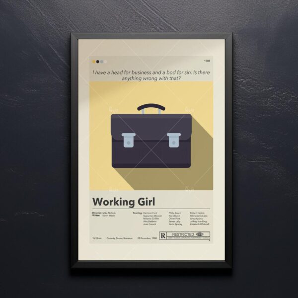 Vintage mid-century modern Working Girl movie poster artwork