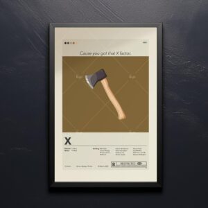 Mid-century modern X movie poster print with retro design elements