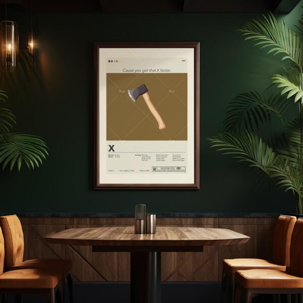 Mid-century modern X movie poster print with retro design elements