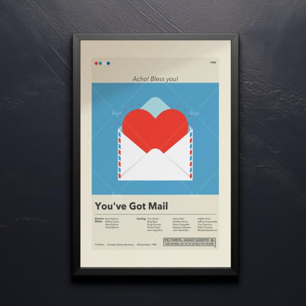 Mid-century modern You've Got Mail movie poster with retro design elements