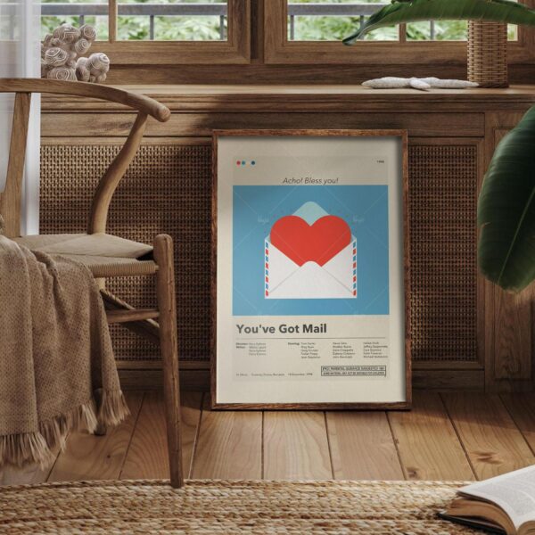 Mid-century modern You've Got Mail movie poster with retro design elements