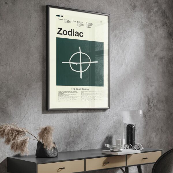 Zodiac movie poster with modern mid-century design style