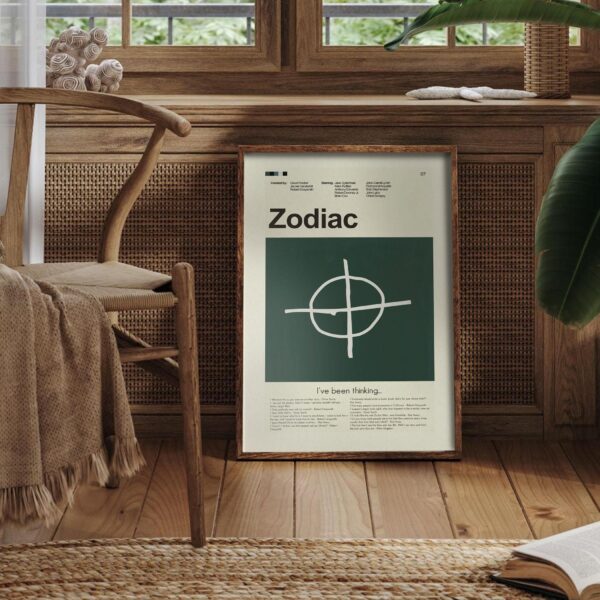 Zodiac movie poster with modern mid-century design style
