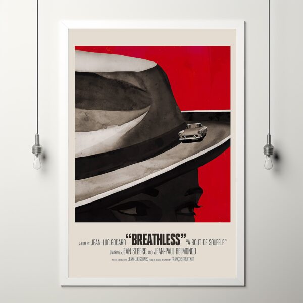 BREATHLESS movie poster art by Jean-Luc Godard