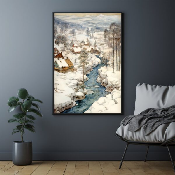 Enchanting snow village winter landscape movie poster