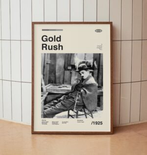 Minimalist Gold Rush movie poster featuring Charlie Chaplin